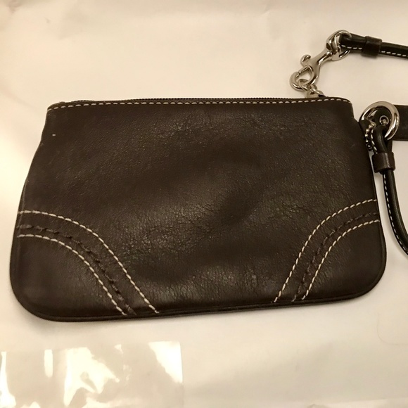 Coach Leather Wristlet, Dark Brown - Picture 4 of 4